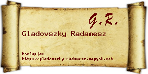 Gladovszky Radamesz névjegykártya